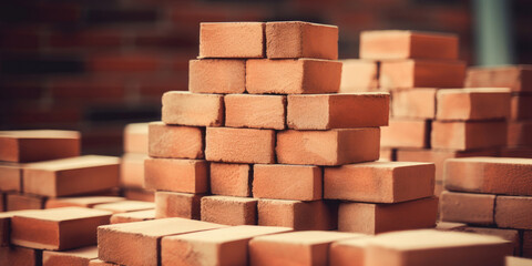 Stack of bricks at construction, Generative AI