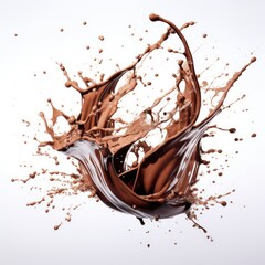 liquid splash chocolate isolated on white. for printing, web design, product