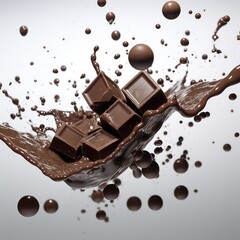 Chocolate splashes in spiral shape on a white background.