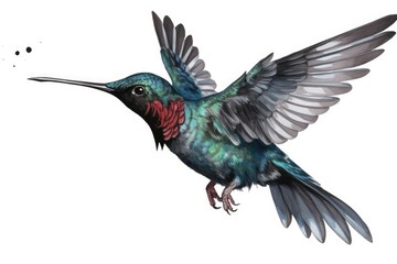 Obraz premium brightly colored bird in mid-flight with a long beak. Generative AI