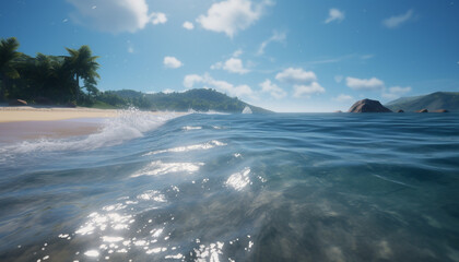 Tropical climate, tranquil scene, surf, and sun generated by AI