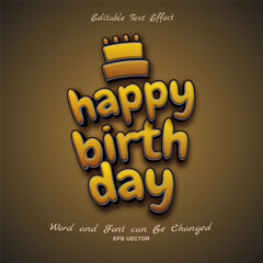 Happy Birth Day Editable Text Effect with beautiful color combination for poster or social media