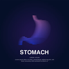 Human stomach medical structure. Vector logo stomach care color silhouette on a dark background. gastrointestinal system vector design - EPS 10
