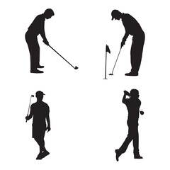 Golf man player silhouettes, Golf player playing silhouettes man for design decoration. Vector illustration