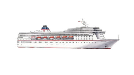 Watercolor set of sea cruise. Hand drawn clipart, transparent background