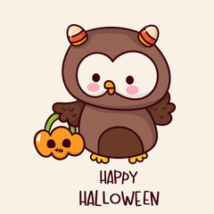 owl halloween with pumpkin