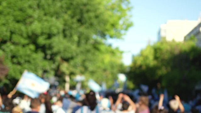 Argentina people on a march on the streets protesting for social issues