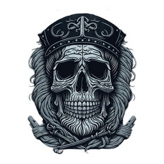 Pirates logo and emblem. black and white, isolated on transparent background