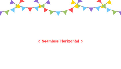 Fototapeta na wymiar Seamless Horizontal Celebrate a Colorful flag garlands party isolated on white background. Birthday, Christmas, anniversary, and festival fair concept. Vector illustration flat cartoon design.