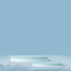Abstract background with light blue color geometric 3d podiums. Vector