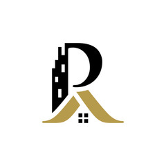 initial letter RP roof logo real estate