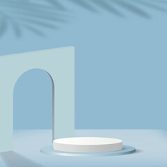 Abstract background with light blue color geometric 3d podiums. Vector
