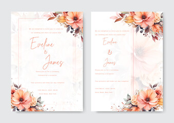 Fototapeta na wymiar blue floral wedding card set