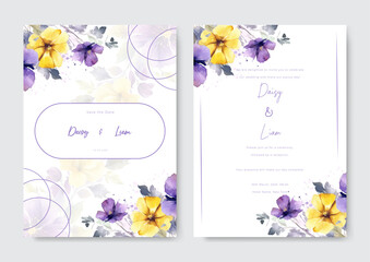 blue floral wedding card set