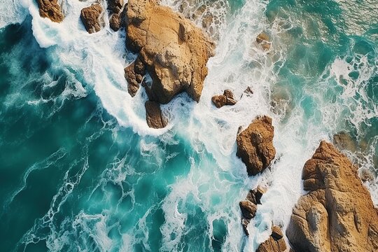 A cliff with waves. Generative AI