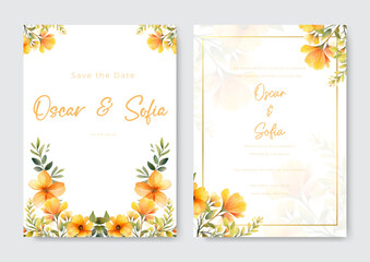 watercolor floral wedding invitation card template