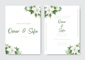 wedding invitation template with beautiful flower