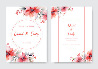 wedding invitation template with beautiful flower