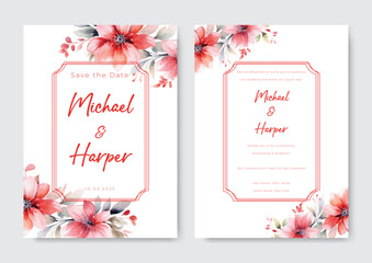 Fototapeta na wymiar wedding invitation template with beautiful flower