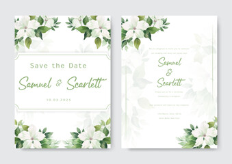 wedding invitation template with beautiful flower
