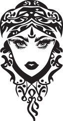 Women face tattoo design vector illustration black color