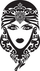 Women face tattoo design vector illustration black color