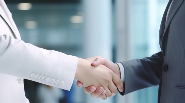Two business people shaking hands. Generative AI