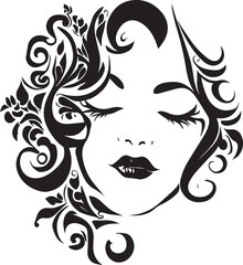 Women face tattoo design vector illustration black color
