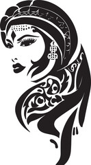Women face tattoo design vector illustration black color