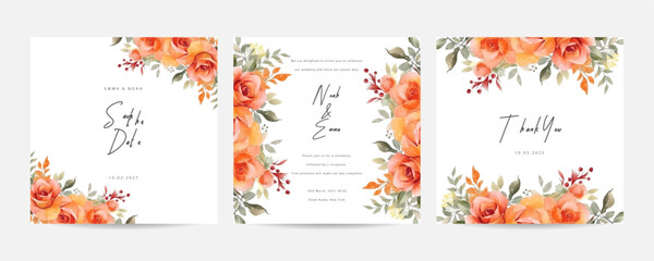 hand drawn floral wedding invitation template
