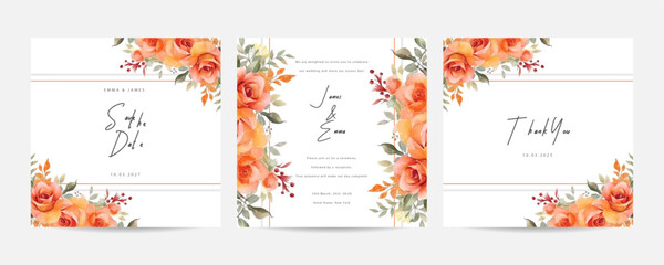 hand drawn floral wedding invitation template