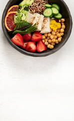 Summer buddha bowl, healthy and balanced food.