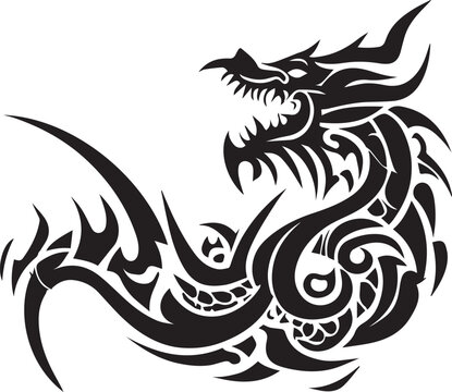 Dragon tattoo design illustration vector