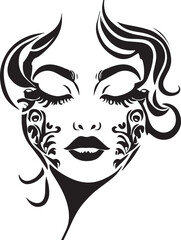 Women face tattoo design vector illustration black color