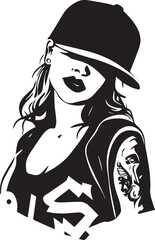 Women face tattoo design vector illustration black color