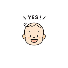 赤ちゃん　ベビー　顔　イラスト　アイコン　イエス