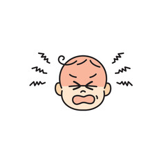 赤ちゃん　ベビー　顔　イラスト　アイコン　ギャン泣き