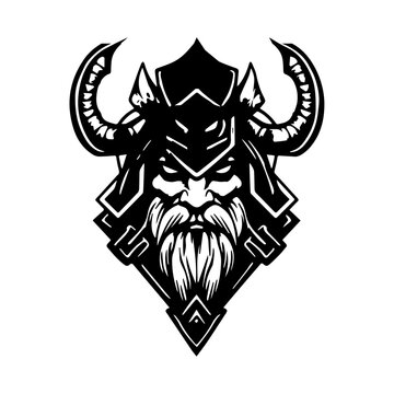 Viking God Odin viking with helmet,  isolated on the white background, vector illustration.