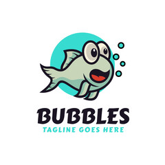 Vector Logo Illustration Bubbles Mascot Cartoon Style.