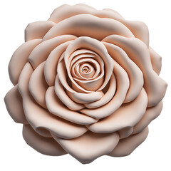 Beige Rose Flower in 3D Clay Style