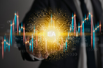 Businessman Touch Screen and EA Expert Advisor Icon