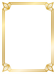  Art Deco gold frame vintage frame line geometric wedding label card frame png transparent background