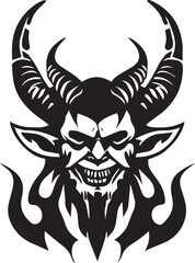 Skull with horn tattoo design illustration
