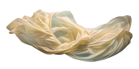 Floating beige  fabric on white