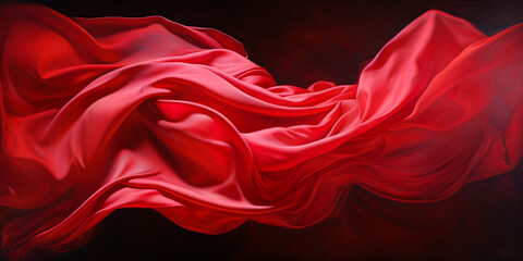Abstract red silk floating background