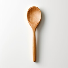 there is a wooden spoon on a white surface with a wooden spoon handle. generative ai.