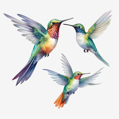 three colorful birds flying in the air with their wings spread. generative ai.