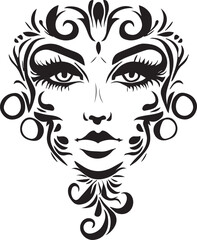 Beautiful women face tattoo design vector art illustration