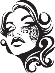 Beautiful women face tattoo design vector art illustration