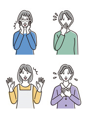 焦った表情のシニア女性